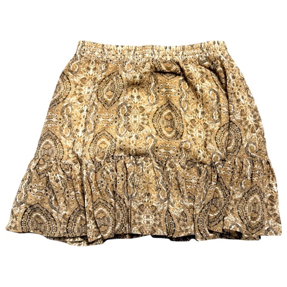 Banana Republic Petites Brown Gold Paisley Ruffle Hem Skirt NWT Small - Picture 2 of 6
